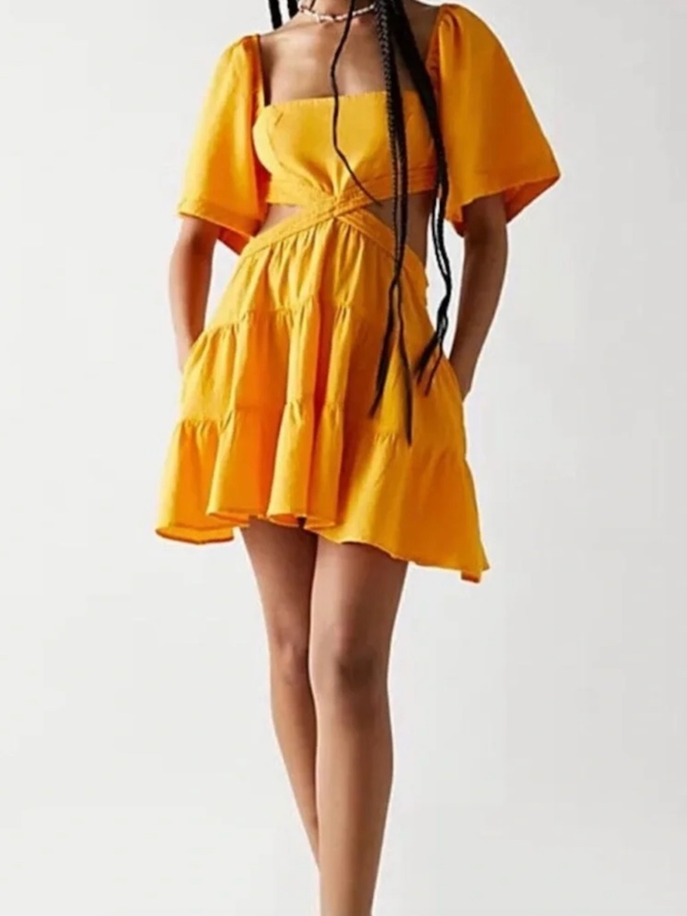 Free People Cross Of Sunlight Mini Dress in Inca Gold / Burnt Orange, small